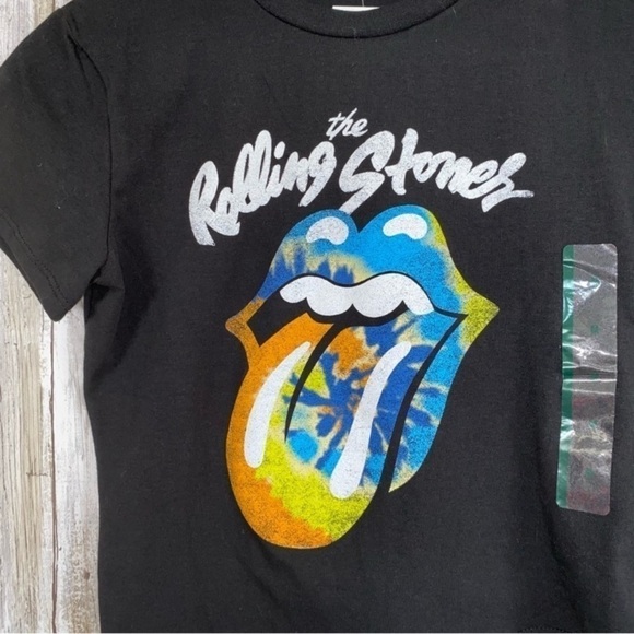 NWT The Rolling Stones Dye Black Crop - Picture 3 of 6